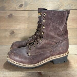 carolina elm mens size 12 shoes brown leather steel toe logging boots